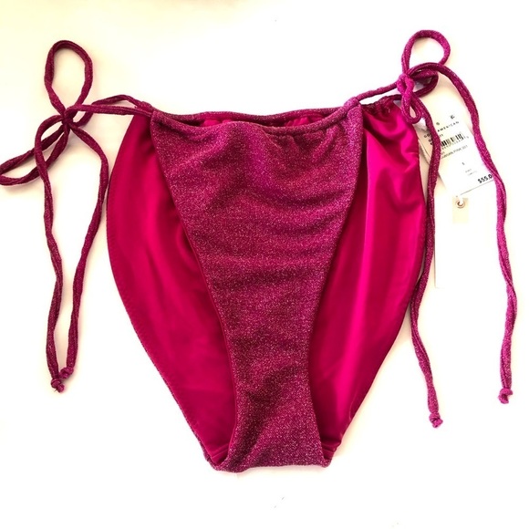 GOOD AMERICAN Woman’s 
Sparkle Tiny Ties metallic bikini Bottom Size 5/2X - Picture 1 of 13
